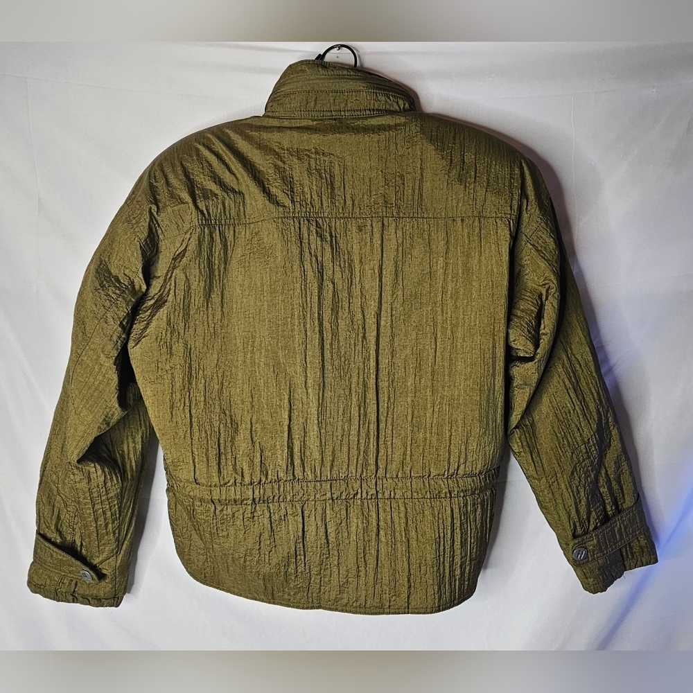 ​Andy Johns Women S Olive Drab Crinkle Nylon Jacket Vintage Quilted Lining Gorp - Picture 3 of 11